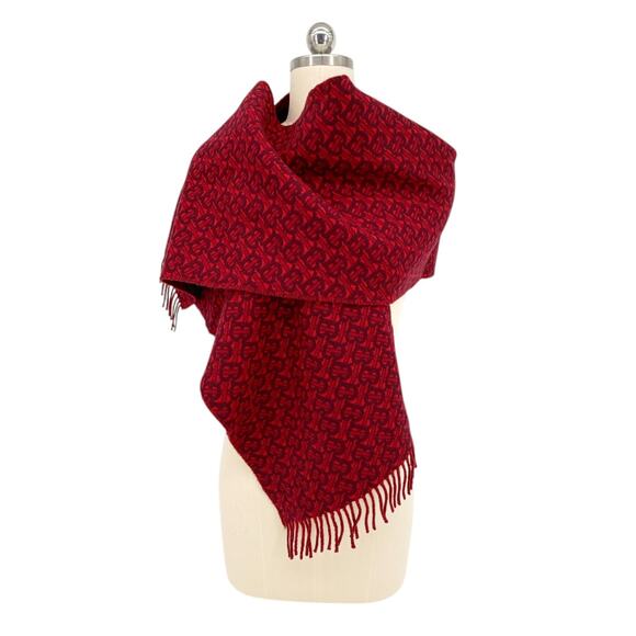 BURBERRY TB Motif Jacquard Cashmere Scarf - Picture 5 of 11